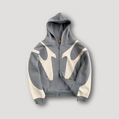 Heren Zip Hoodie – Urban Streetwear met Patchwork Design