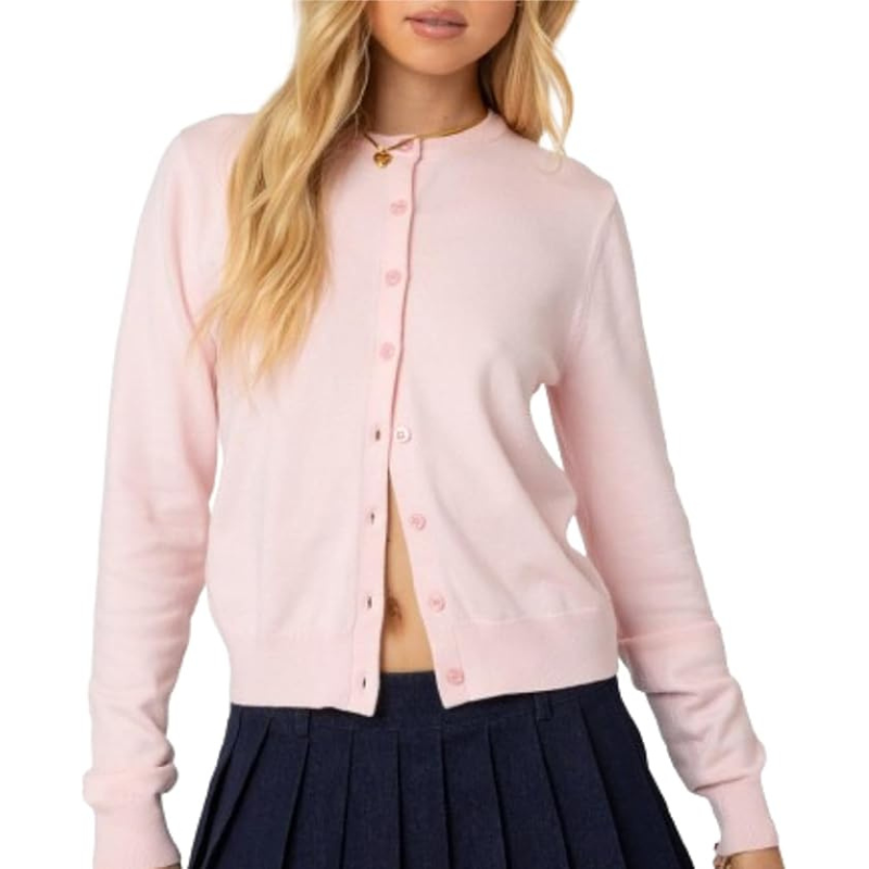 Portofino Cropped Gebreid Damesvest – Poederroze