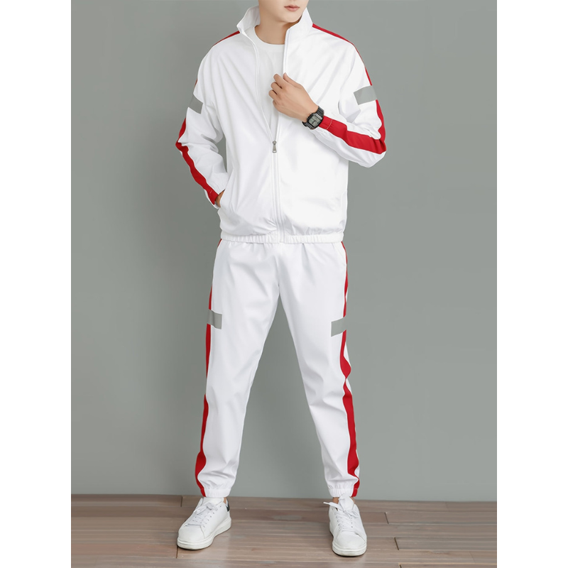 Heren Sportset – Reflecterende Zip-Up Jas & Joggingbroek in Ademend Design