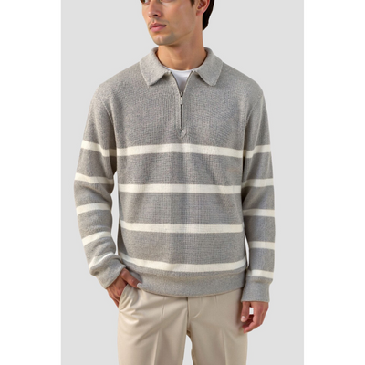 Stijn Gestreepte Zip Sweater – Wolmix