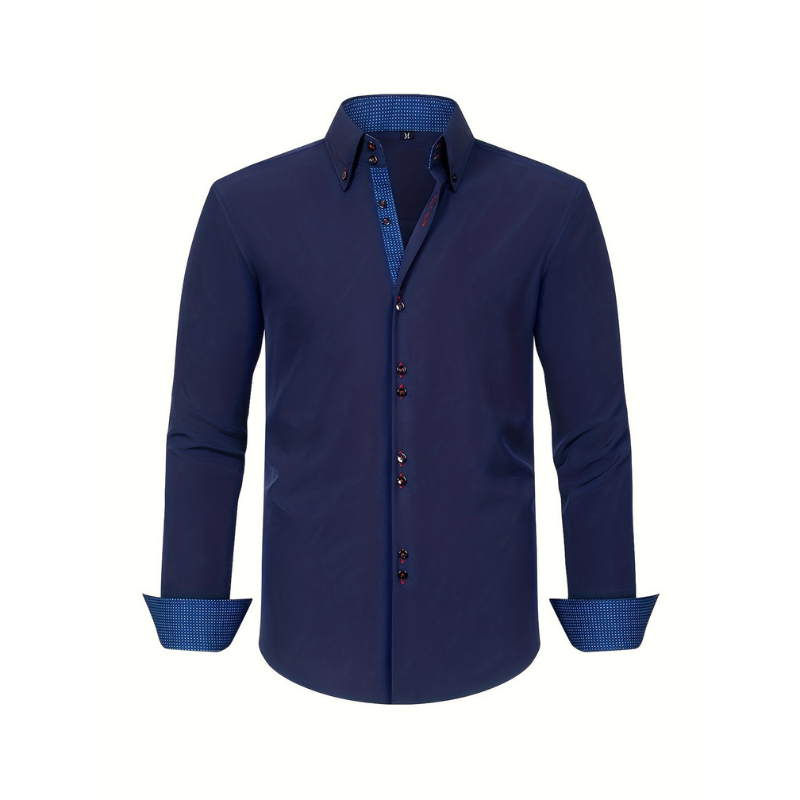 Heren Overhemd – Dubbelrijig Design met Stretch & Contrast Manchetten