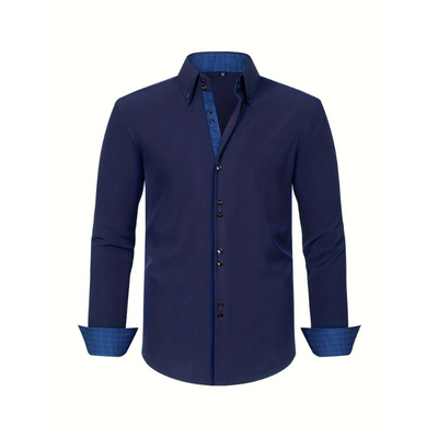 Heren Overhemd – Dubbelrijig Design met Stretch & Contrast Manchetten