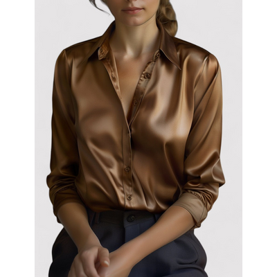 Verona Elegante Satijnen Damesblouse met Lange Mouwen