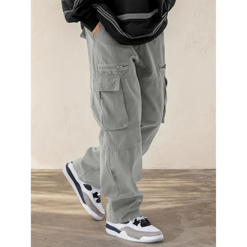 Heren Cargo Broek – Trekkoord & Klepzakken in Streetwear Stijl
