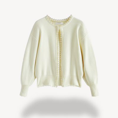 Dames Gebreid Vest met Parel Afwerking – Elegant & Tijdloos