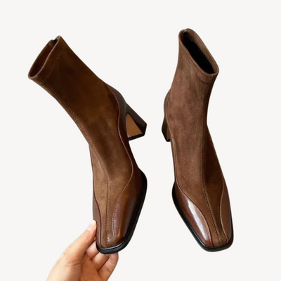 Dames Orthopedische Leren Enkellaarsjes – Comfort met Blockhak