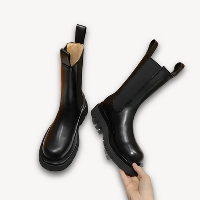 Dames Zwarte Leren Chelsea Boots – Chunky Zool & Slip-On Comfort