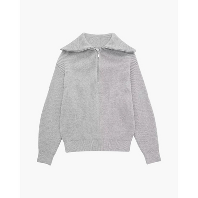 Gestreepte Gebreide Zip-Up Trui