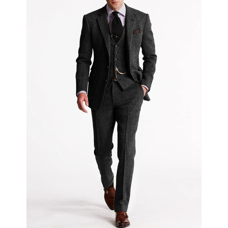 Heren 3-Delige Set – Klassieke Blazer, Vest & Broek
