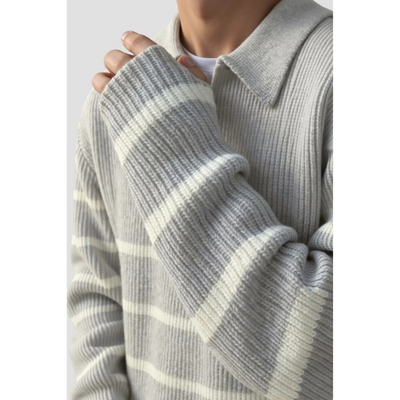 Stijn Gestreepte Zip Sweater – Wolmix