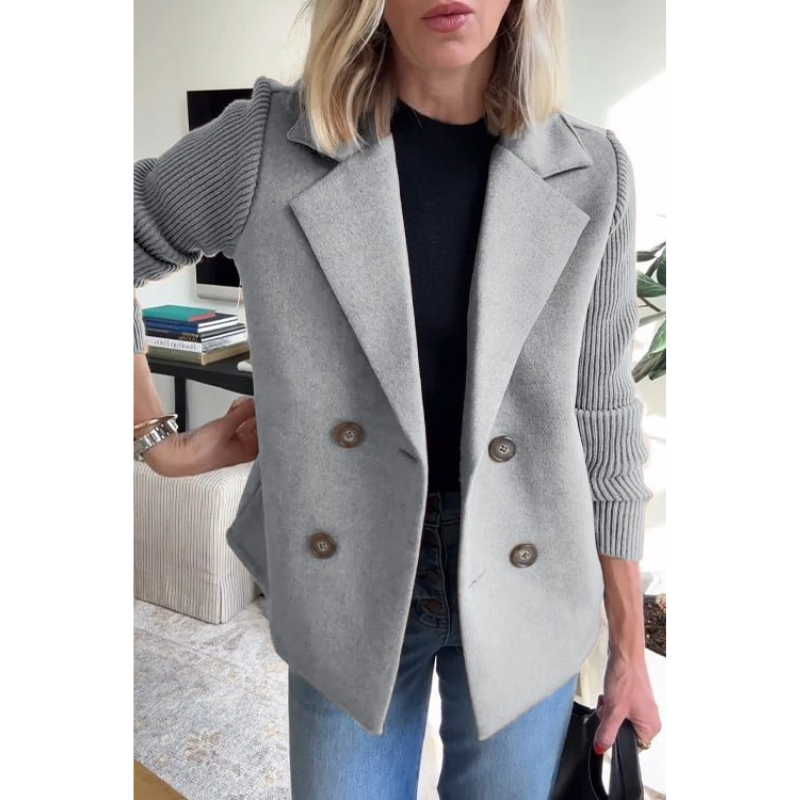 Dubbellaagse Blazer met Gebreide Mouwen
