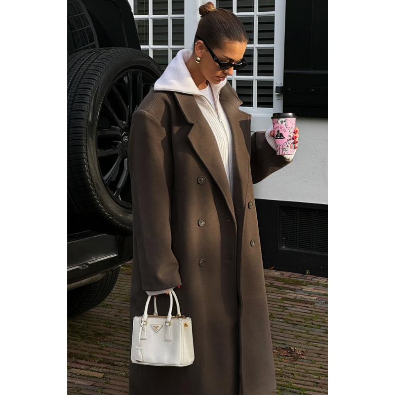 Elena Oversized Mantel Dames – Lange Wolmix Jas