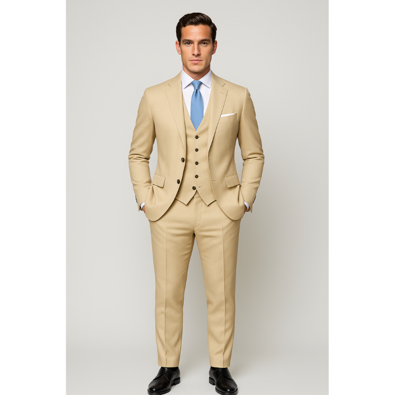 Drie-Delig Herenpak – Donkergrijs & Beige