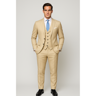 Drie-Delig Herenpak – Donkergrijs & Beige