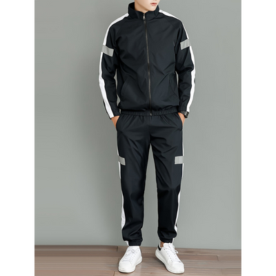 Heren Sportset – Reflecterende Zip-Up Jas & Joggingbroek in Ademend Design