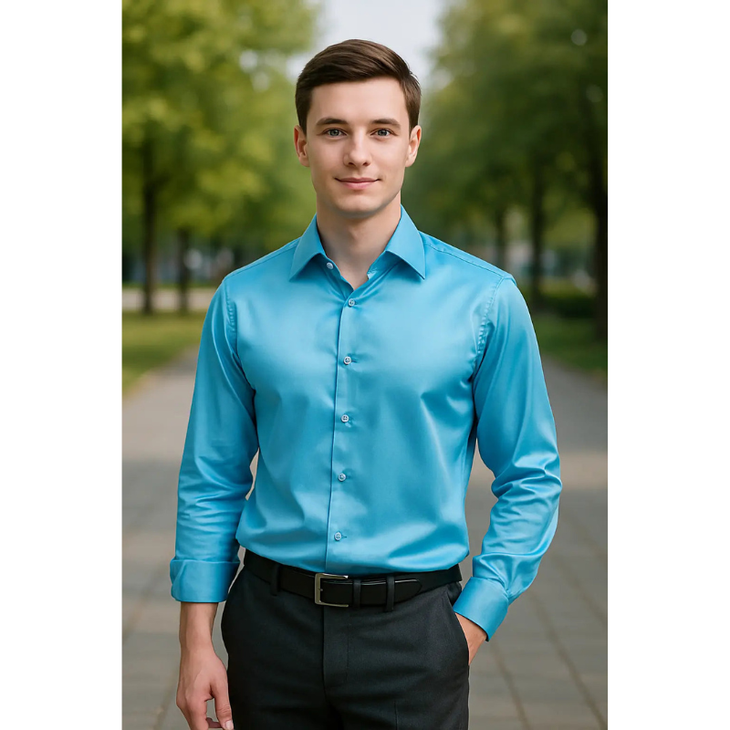 Heren Overhemd – Slim Fit Satijn met Lange Mouwen