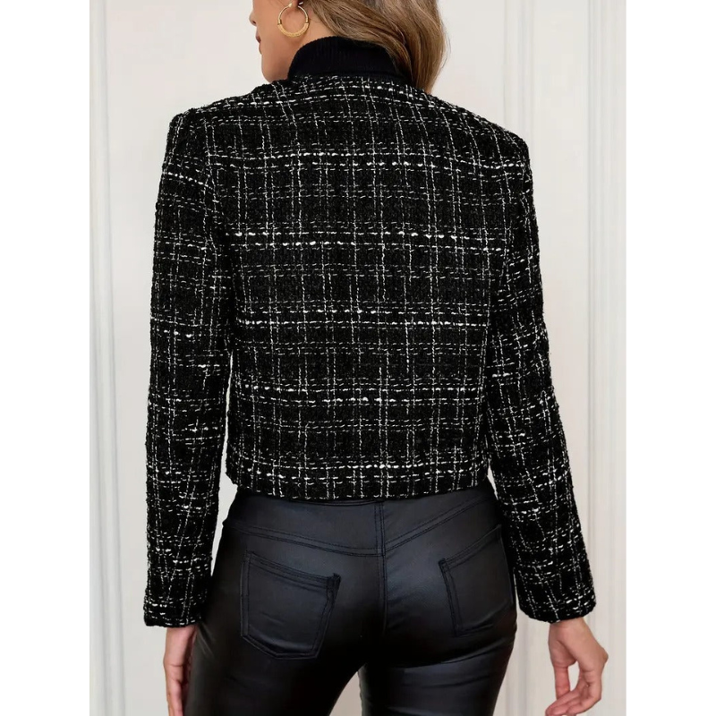 Dames Cropped Blazer met Ruitenpatroon