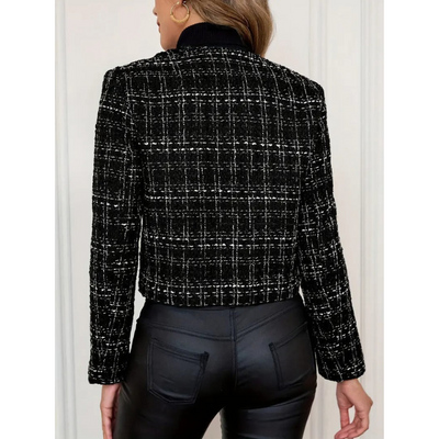 Dames Cropped Blazer met Ruitenpatroon