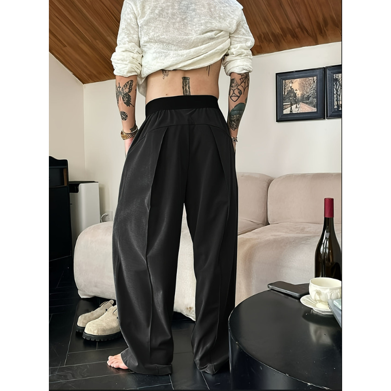 Heren Broek – Ontspannen Pasvorm met Elastische Taille & Trendy Kleurdetails