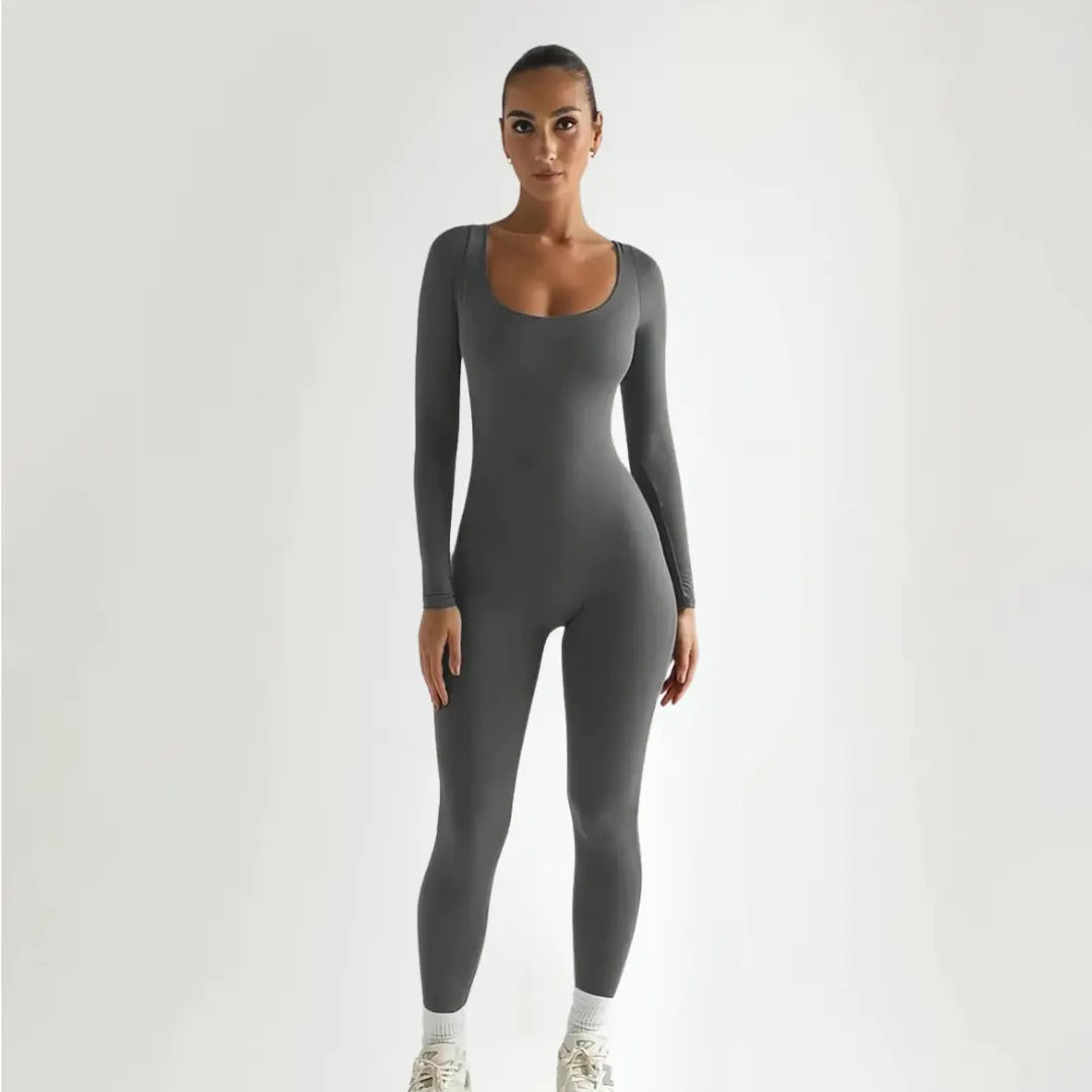 Rongseng Jumpsuit dames lange mouwen vierkante hals sport jumpsuit lang strak stretch eendelig bodycon yoga bodysuit overall geribbeld gebreid workout Rongseng Jumpsuit dames lange mouwen vierkante hals sport jumpsuit lang strak stretch eendelig bodycon yoga bodysuit overall geribbeld gebreid workout