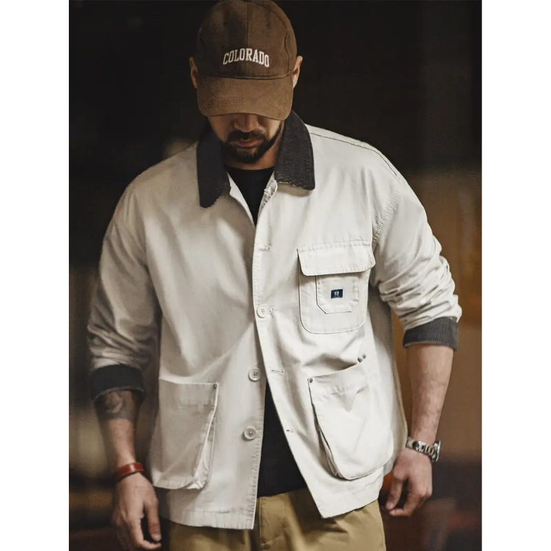 Heren Utility Jacket – Button-Down, Workwear Stijl