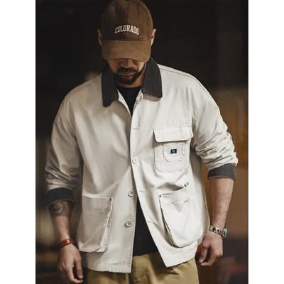 Heren Utility Jacket – Button-Down, Workwear Stijl