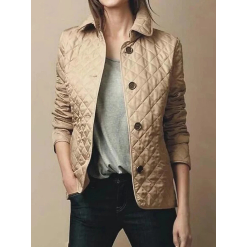 Quilted Damesjack met Omgeslagen Kraag