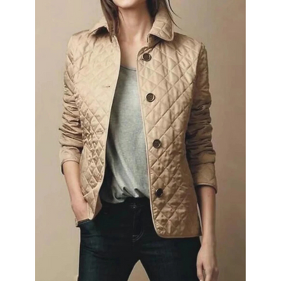 Quilted Damesjack met Omgeslagen Kraag