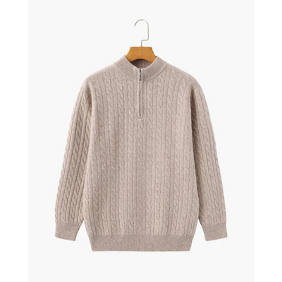 100% Cashmere Woven Half Zip
