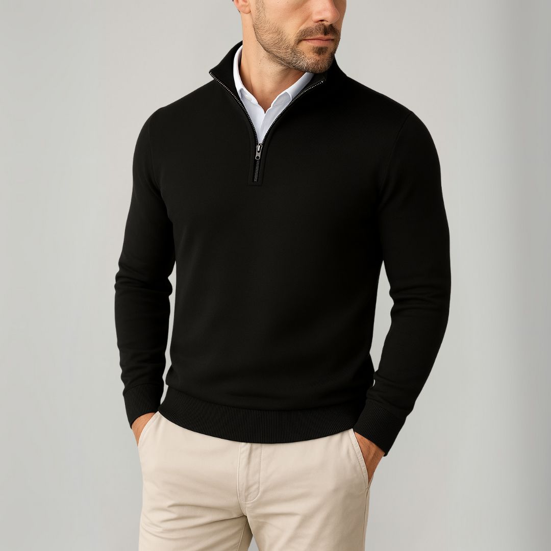 Heren Katoenen Quarter-Zip Trui – Slim Fit