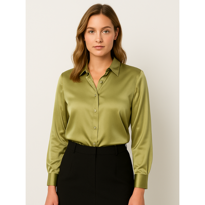 Satijnen Dames Blouse met Knopen – Elegant & Tijdloos