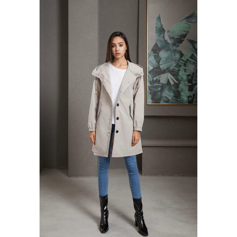 Dames Waterdichte Regen Trenchcoat met Capuchon