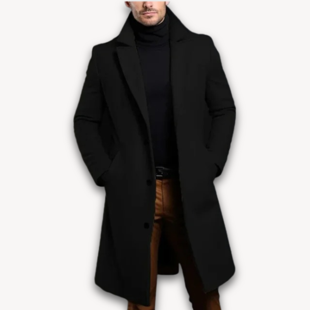 Heren Lange Overcoat – Slim Fit Wolmix Winterjas