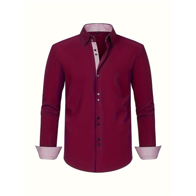 Heren Overhemd – Dubbelrijig Design met Stretch & Contrast Manchetten