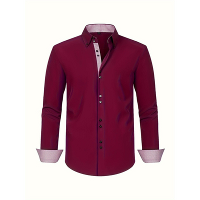 Heren Overhemd – Dubbelrijig Design met Stretch & Contrast Manchetten