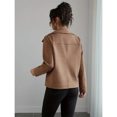 Dames Bruine Jas met Knoopsluiting – Contrastknopen