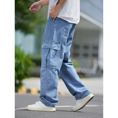 Heren Cargo Denim Broek – Losse Fit met Meerdere Zakken