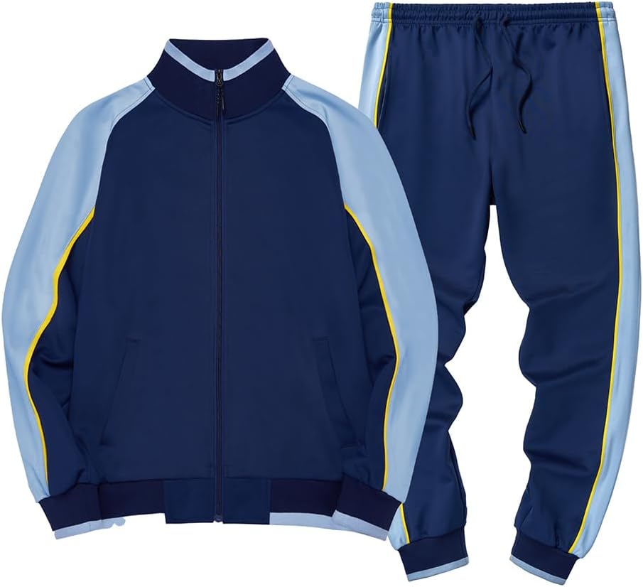 Heren Trainingspak 2-Delig – Colorblock met Sportieve Strepen