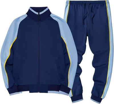 Heren Trainingspak 2-Delig – Colorblock met Sportieve Strepen