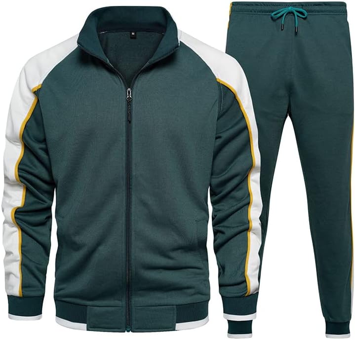 Heren Trainingspak 2-Delig – Colorblock met Sportieve Strepen