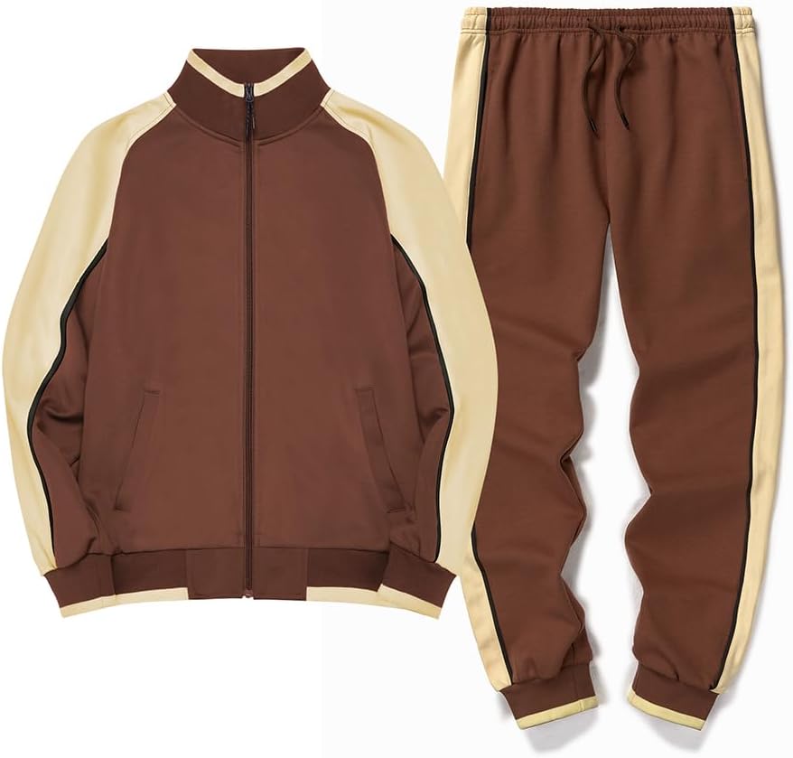 Heren Trainingspak 2-Delig – Colorblock met Sportieve Strepen