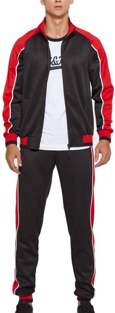 Heren Trainingspak 2-Delig – Colorblock met Sportieve Strepen