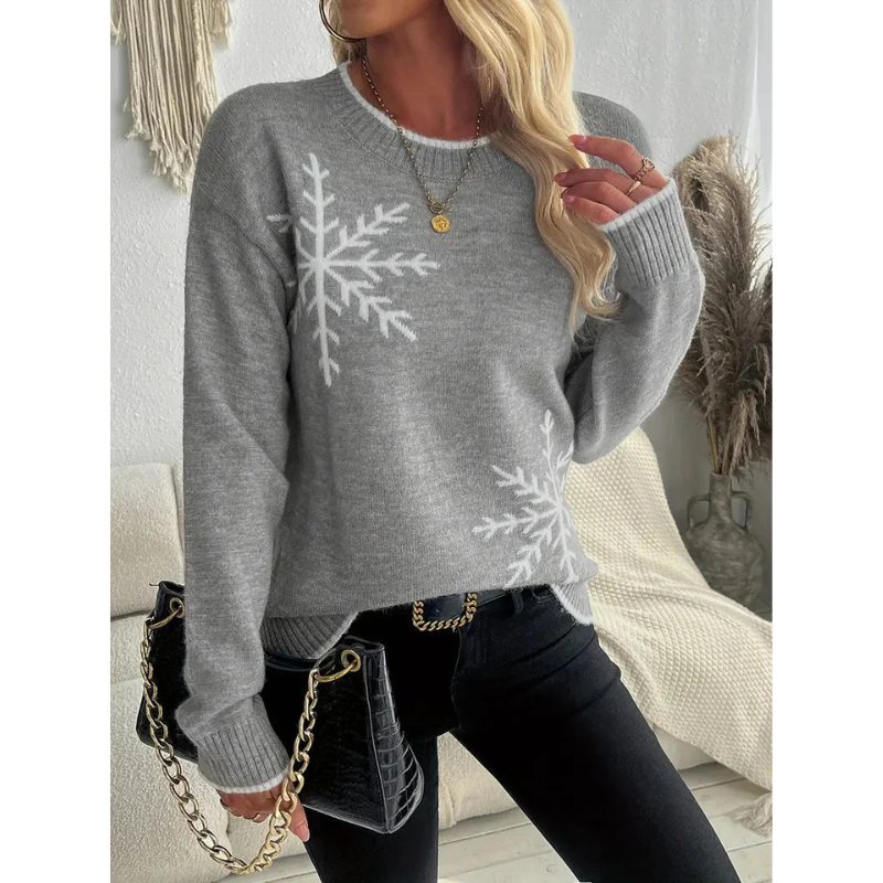 Dames Sweater met Print – Winter Sneeuwvlok