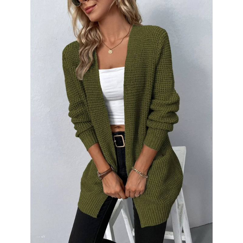 Dames Lange Gebreide Vest – Klassiek & Comfortabel