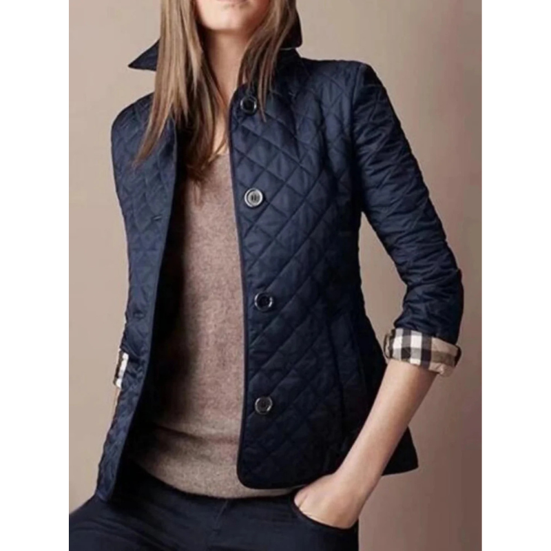 Quilted Damesjack met Omgeslagen Kraag