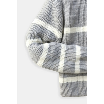 Stijn Gestreepte Zip Sweater – Wolmix