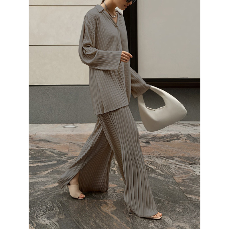 Dames Oversized Plissé Co-ord Set – Stijlvol & Comfortabel
