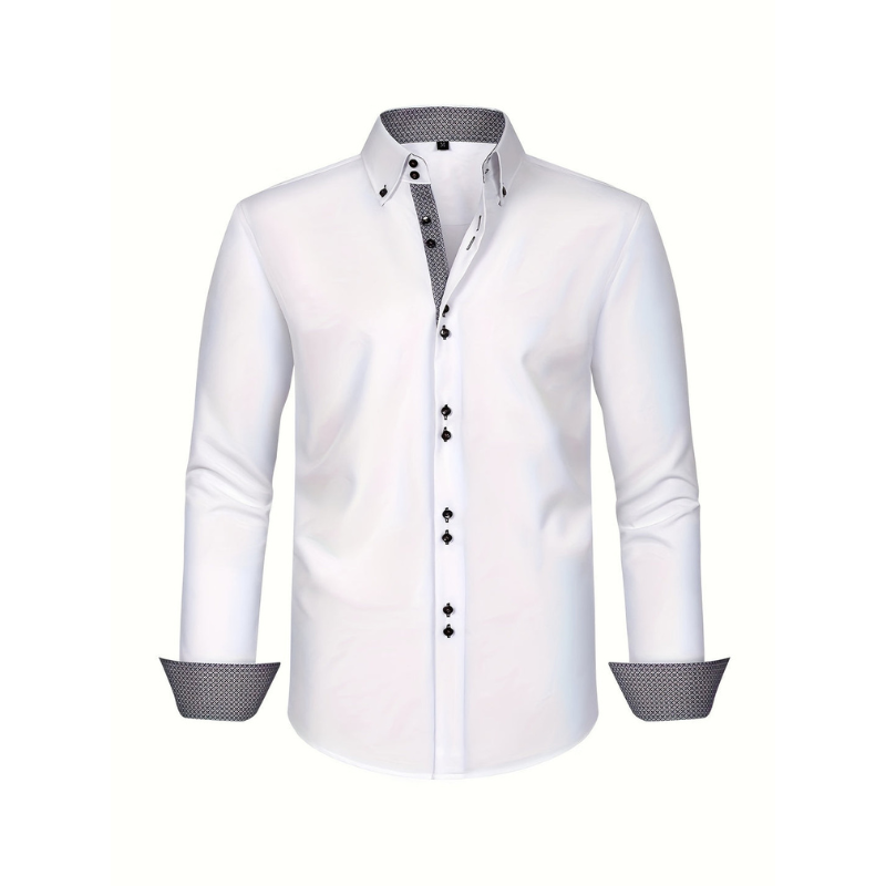 Heren Overhemd – Dubbelrijig Design met Stretch & Contrast Manchetten