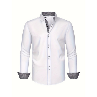 Heren Overhemd – Dubbelrijig Design met Stretch & Contrast Manchetten