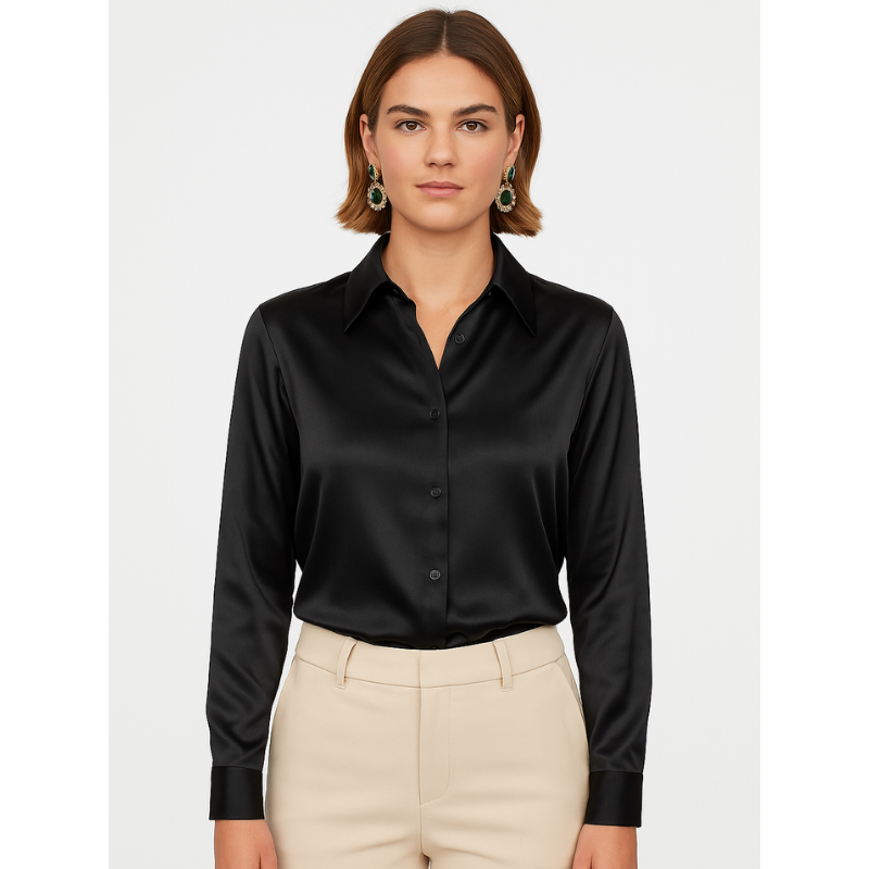Satijnen Dames Blouse met Knopen – Elegant & Tijdloos